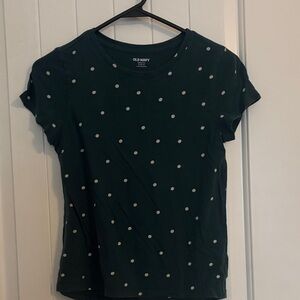 Old Navy Dark Green Polka Dot Short Sleeve Tee